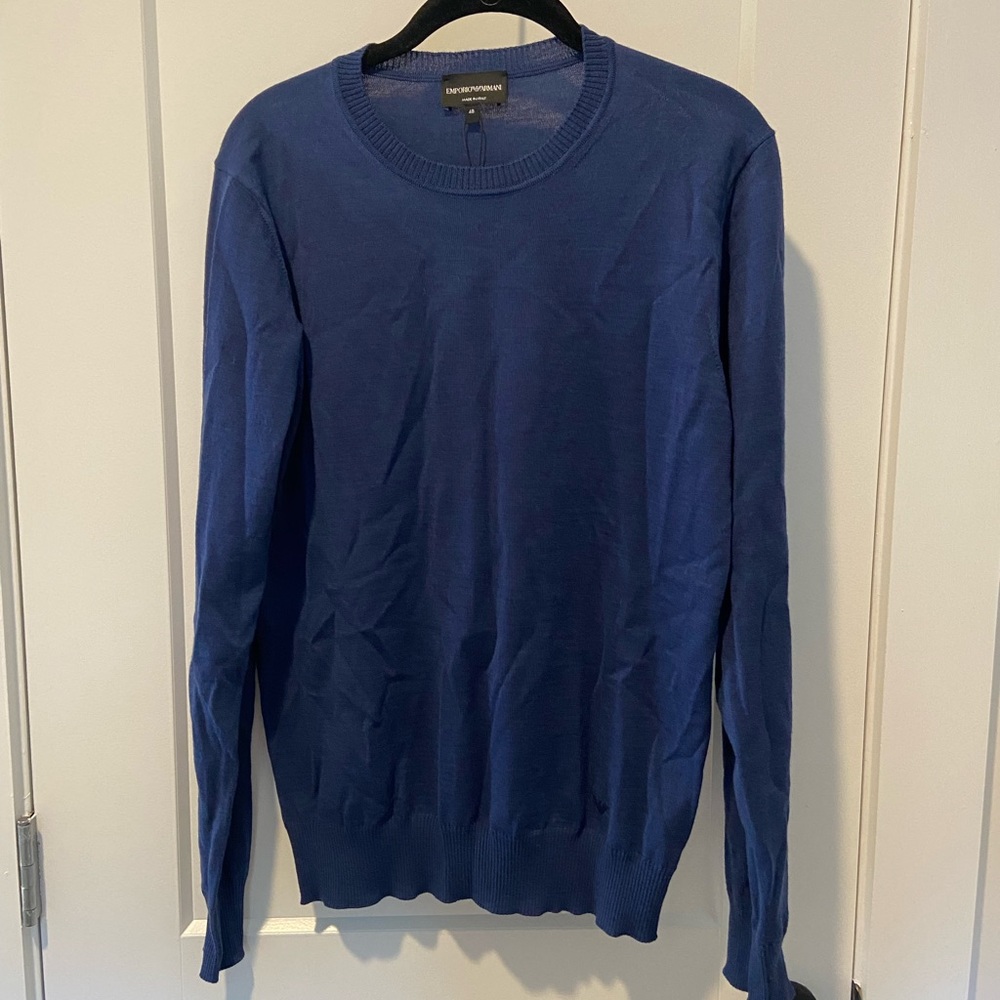 EMPORIO ARMANI blue light weight knit sweater